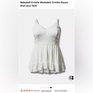 Babydoll Crinkle Washable Crinkle Gauze And Lace Tank